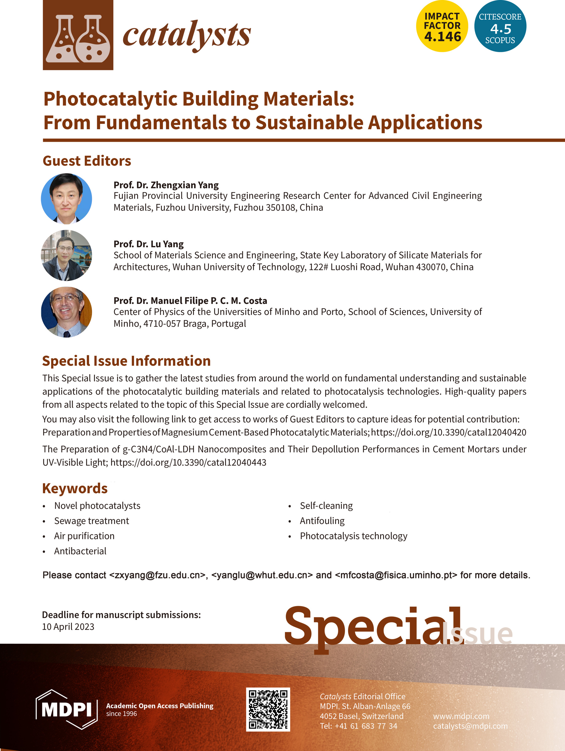Special Issue Photocatalytic Building Materials From Fundamentals to Sustainable Applications
